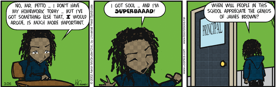 The Boondocks Comic Strip for March 26, 2002 