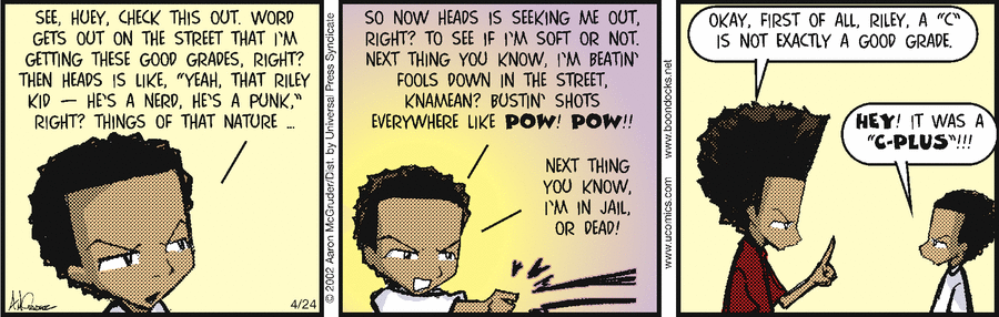 The Boondocks Comic Strip for April 24, 2002 