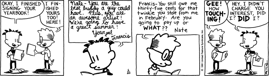 Big Nate Comic Strip for June 20, 1991 