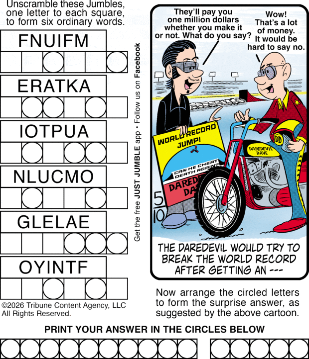 Daily Jumble cartoon for 10 May 2026