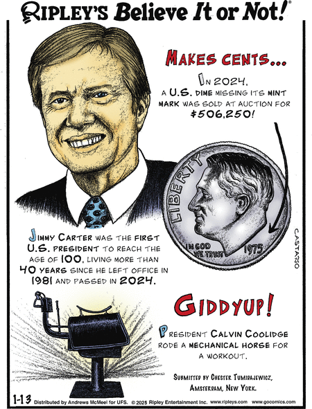 Ripley's Believe It or Not Comic Strip for January 13, 2025 