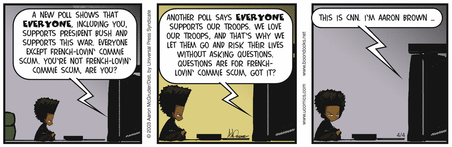 The Boondocks Comic Strip for April 04, 2003 