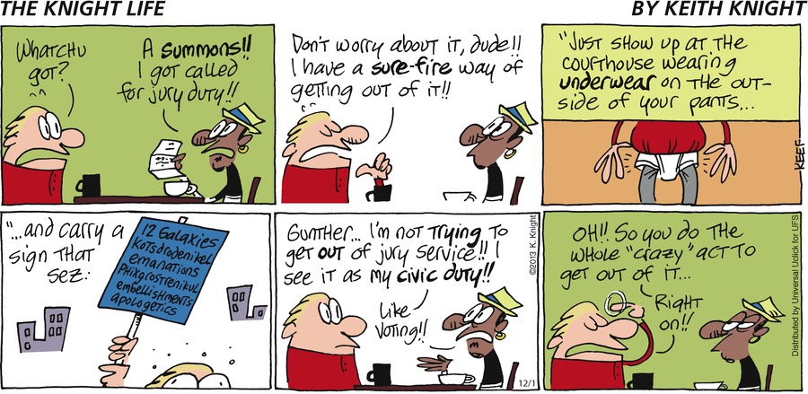 The Knight Life Comic Strip for December 01, 2013 