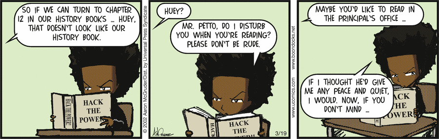 The Boondocks Comic Strip for March 19, 2004 