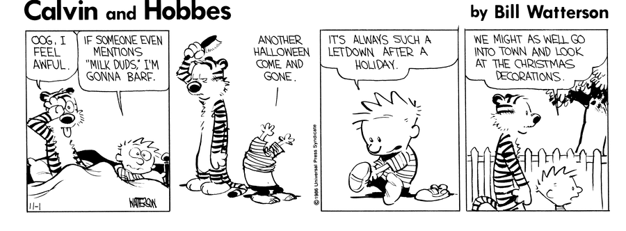 Calvin and Hobbes Comic Strip for November 01, 1986 