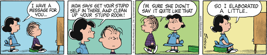 Peanuts Comic Strip for December 29, 2014 