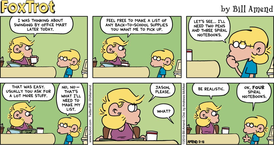 FoxTrot Comic Strip for August 18, 2019 