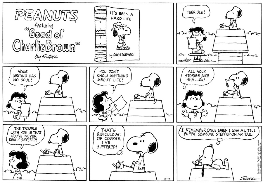 Peanuts Comic Strip for February 10, 1974 