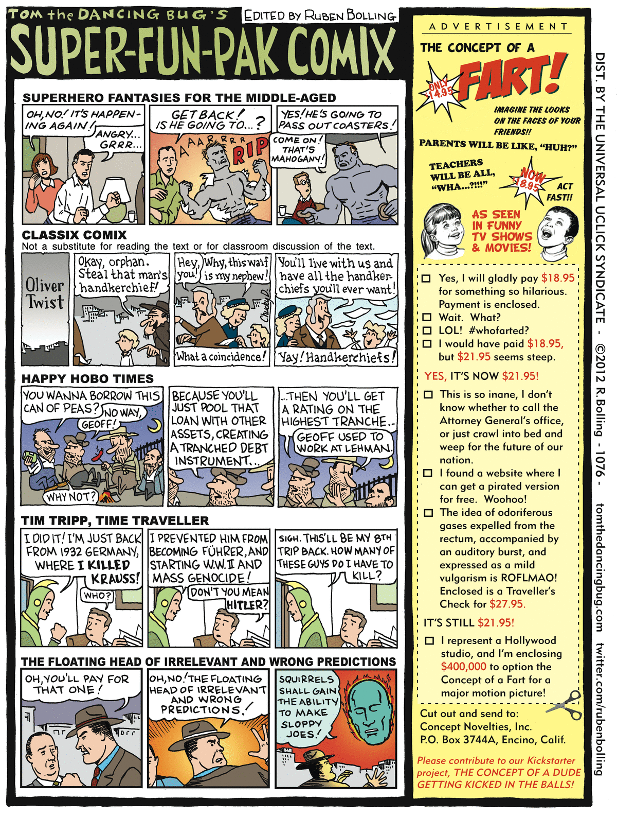 Tom the Dancing Bug Comic Strip for February 24, 2012 