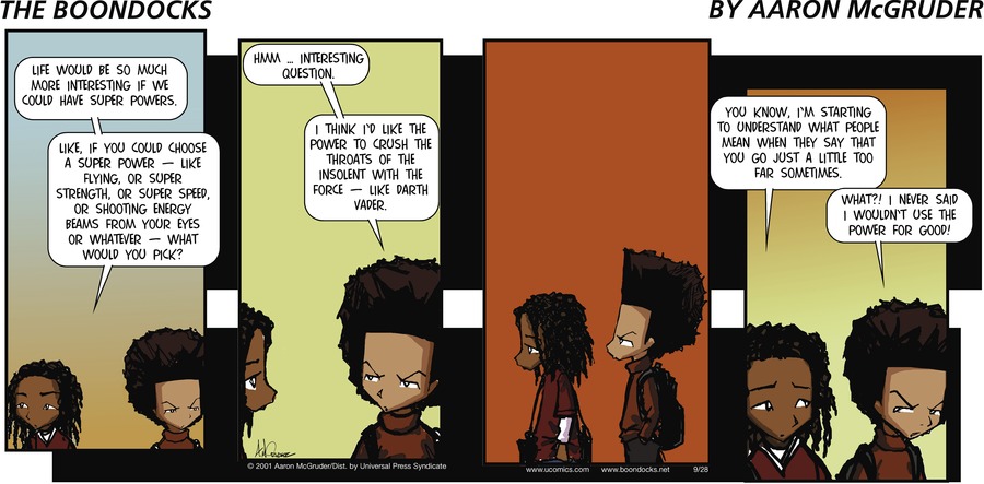 The Boondocks Comic Strip for September 28, 2003 