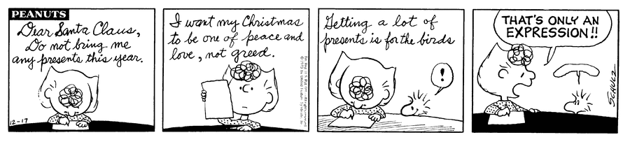 Peanuts Comic Strip for December 17, 1973 
