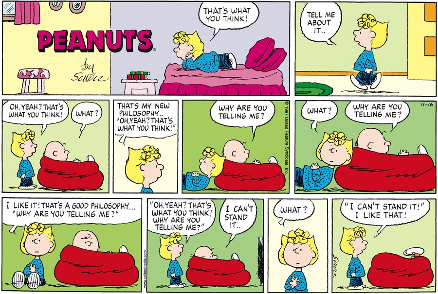 Peanuts Comic Strip for November 16, 1997 