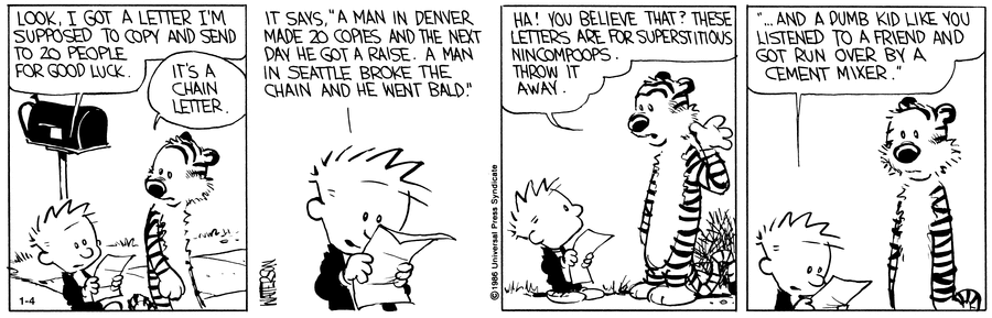 Calvin and Hobbes Comic Strip for January 04, 1992 