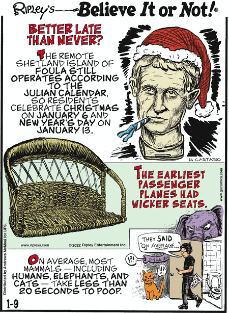 Ripley's Believe It or Not Comic Strip for January 09, 2025 