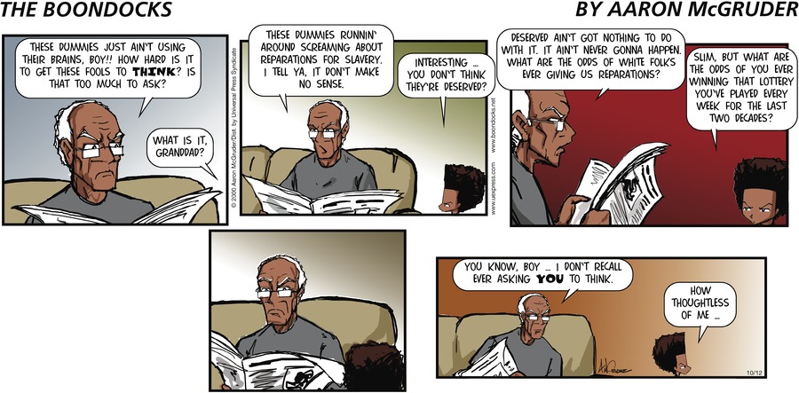The Boondocks Comic Strip for October 12, 2003 