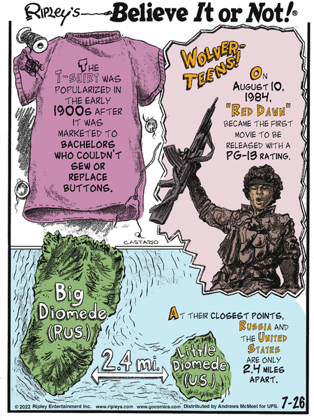 Ripley's Believe It or Not Comic Strip for July 26, 2022 
