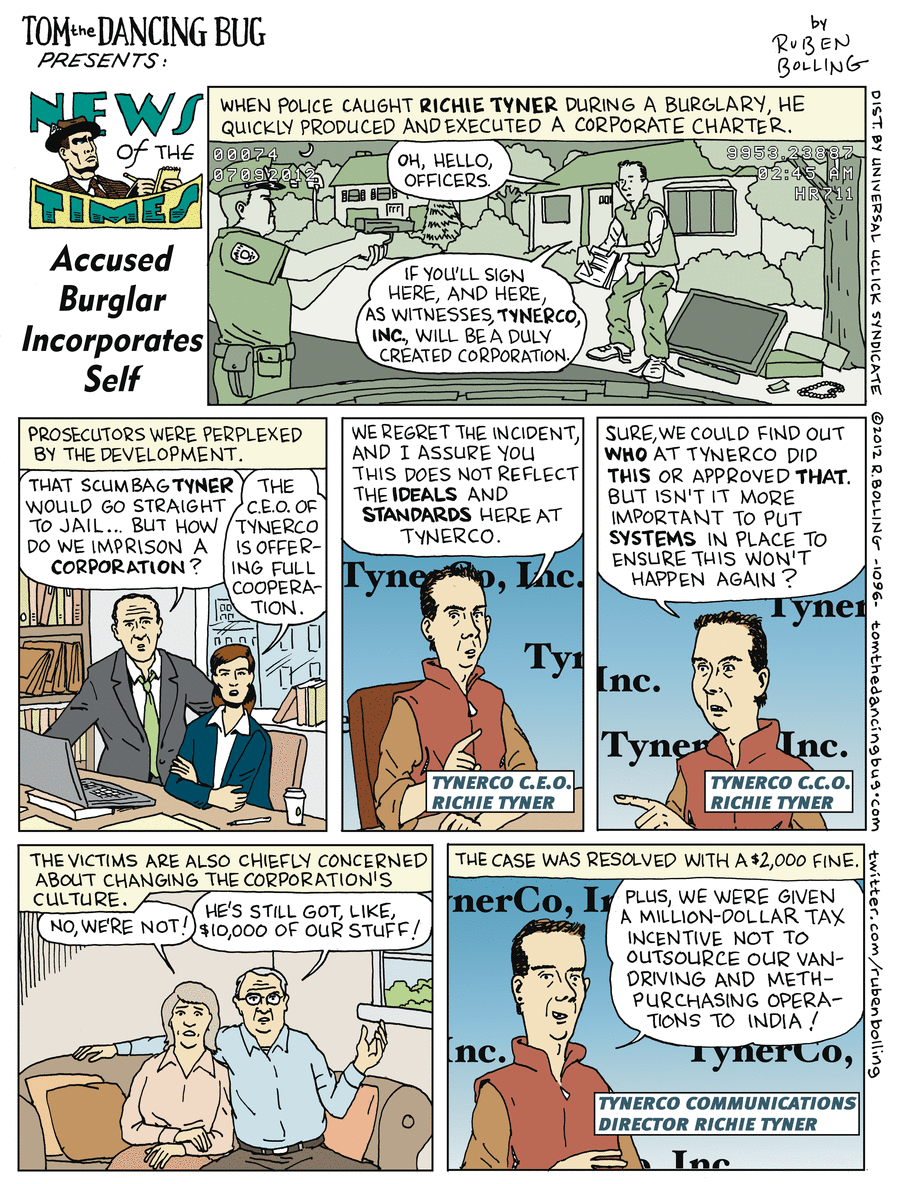 Tom the Dancing Bug Comic Strip for July 13, 2012 