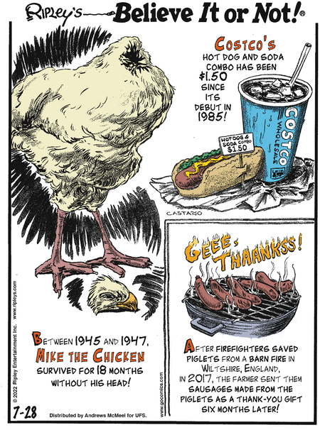 Ripley's Believe It or Not Comic Strip for July 28, 2022 