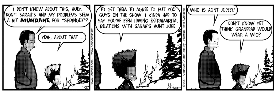 The Boondocks Comic Strip for January 27, 2001 