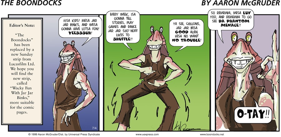 The Boondocks Comic Strip for July 04, 1999 
