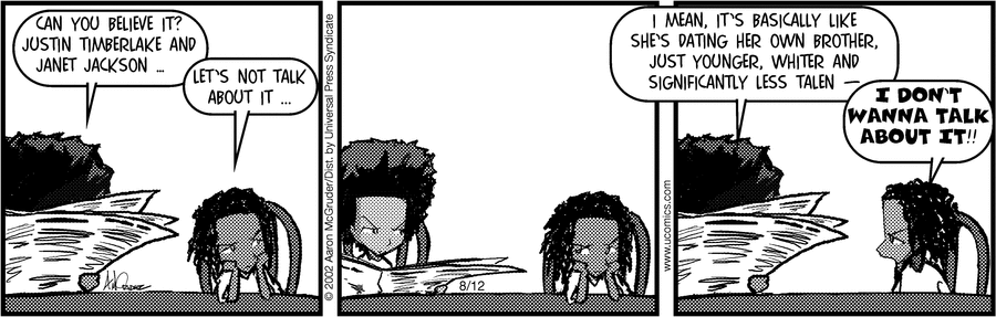 The Boondocks Comic Strip for August 12, 2002 