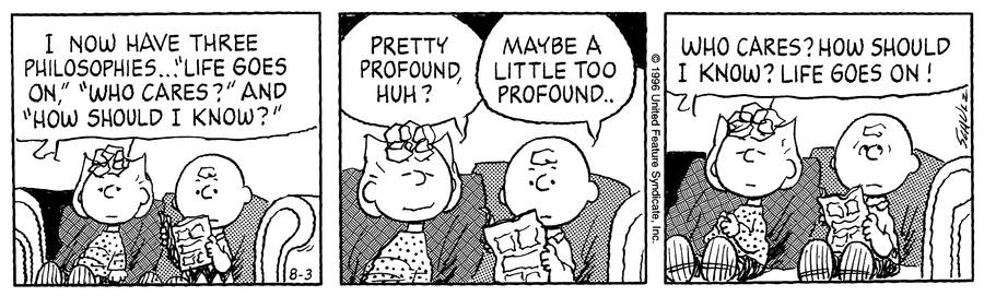 Peanuts Comic Strip for August 03, 1996 