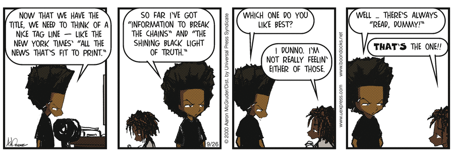 The Boondocks Comic Strip for September 26, 2003 