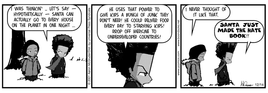 The Boondocks Comic Strip for December 14, 2001 