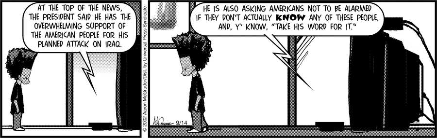 The Boondocks Comic Strip for September 14, 2002 