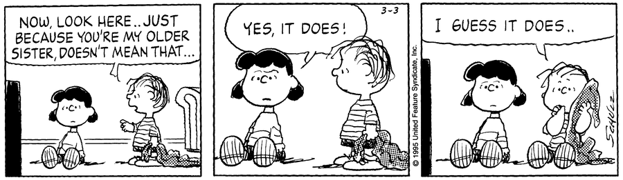 Peanuts Comic Strip for March 03, 1995 