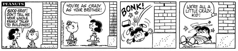 Peanuts Comic Strip for September 18, 1974 