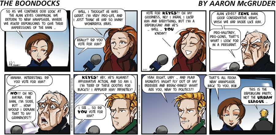 The Boondocks Comic Strip for February 27, 2000 