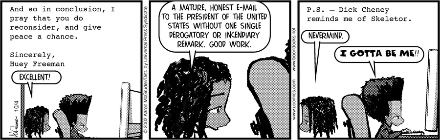 The Boondocks Comic Strip for October 04, 2002 