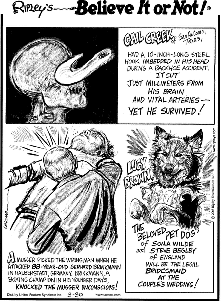 Ripley's Believe It or Not Comic Strip for March 30, 2005 