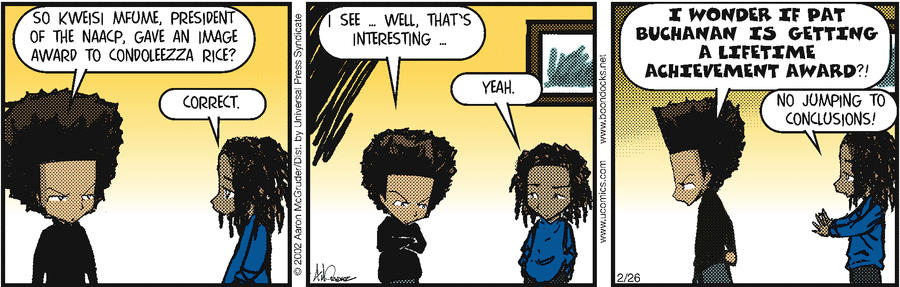 The Boondocks Comic Strip for February 26, 2002 