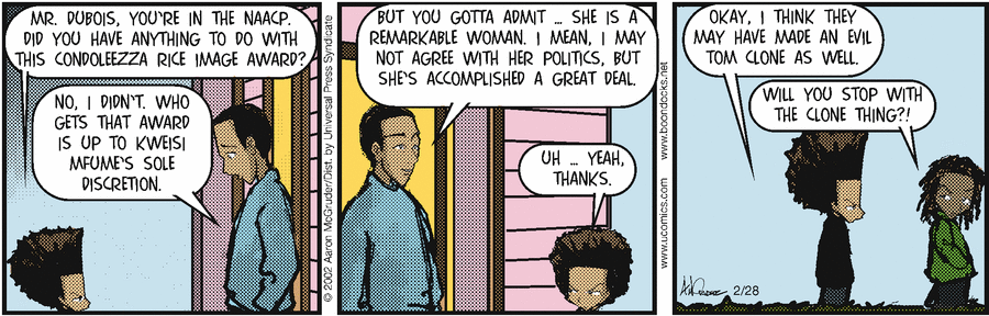 The Boondocks Comic Strip for February 28, 2002 
