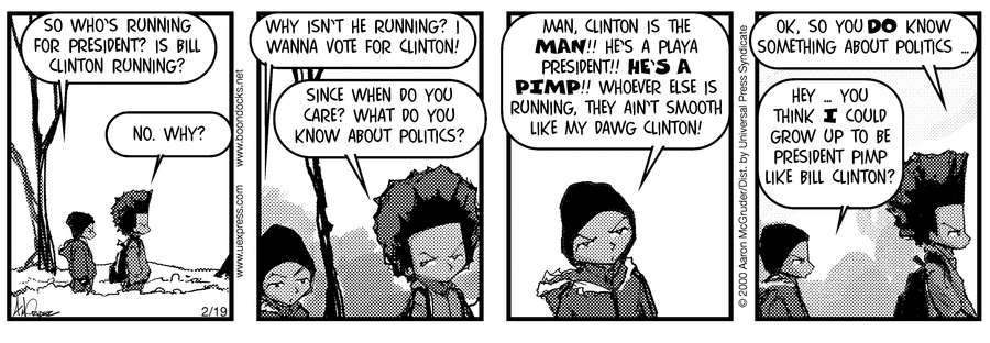 The Boondocks Comic Strip for February 19, 2000 