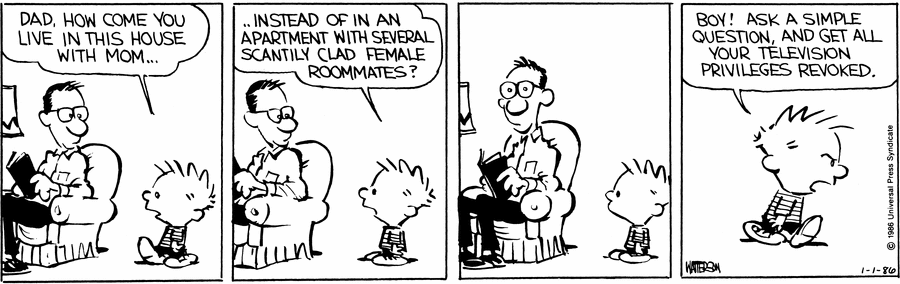 Calvin and Hobbes Comic Strip for January 01, 1986 